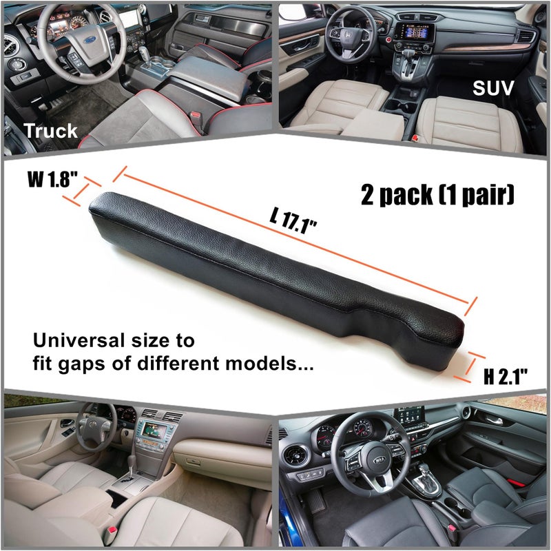 Wuzno Leather Car Seat Gap Filler  2 Pack No-Drop Seat Guard Universal Gap Stopper/Catcher to Fill The Gap Between Seat and Console Black Car Crevice Blocker Space Pad - Image 5